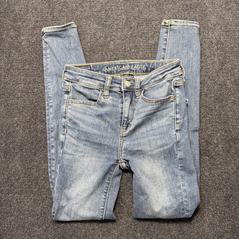 American Eagle Hi-Rise Jegging Jeans Women 00 Blue Light Wash Next Level Stretch